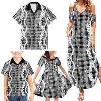 Hawaiian Ohia Lehua Lei Family Matching Summer Maxi Dress and Hawaiian Shirt Plaid Palaka Eleele Pattern LT9 - Polynesian Pride