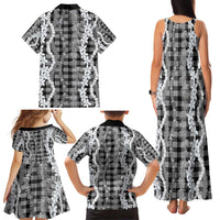 Hawaiian Ohia Lehua Lei Family Matching Tank Maxi Dress and Hawaiian Shirt Plaid Palaka Eleele Pattern LT9 - Polynesian Pride