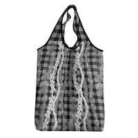 Hawaiian Ohia Lehua Lei Grocery Bag Plaid Palaka Eleele Pattern LT9 - Polynesian Pride