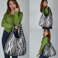 Hawaiian Ohia Lehua Lei Grocery Bag Plaid Palaka Eleele Pattern LT9 - Polynesian Pride