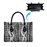 Hawaiian Ohia Lehua Lei Leather Bag Plaid Palaka Eleele Pattern - Polynesian Pride