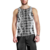 Hawaiian Ohia Lehua Lei Men Tank Top Plaid Palaka Eleele Pattern LT9 - Polynesian Pride