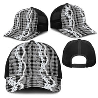 Hawaiian Ohia Lehua Lei Mesh Trucker Cap Plaid Palaka Eleele Pattern LT9 - Polynesian Pride