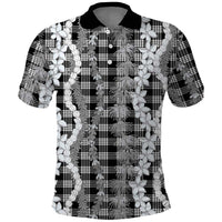 Hawaiian Ohia Lehua Lei Polo Shirt Plaid Palaka Eleele Pattern LT9 Black - Polynesian Pride