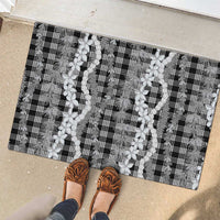 Hawaiian Ohia Lehua Lei Rubber Doormat Plaid Palaka Eleele Pattern LT9 - Polynesian Pride