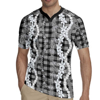 Hawaiian Ohia Lehua Lei Rugby Jersey Plaid Palaka Eleele Pattern LT9 - Polynesian Pride