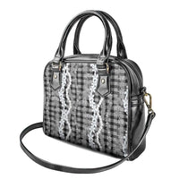 Hawaiian Ohia Lehua Lei Shoulder Handbag Plaid Palaka Eleele Pattern LT9 - Polynesian Pride