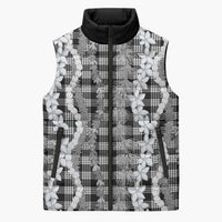 Hawaiian Ohia Lehua Lei Sleeveless Puffer Jacket Plaid Palaka Eleele Pattern LT9 Unisex Black - Polynesian Pride