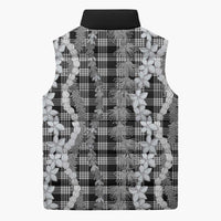 Hawaiian Ohia Lehua Lei Sleeveless Puffer Jacket Plaid Palaka Eleele Pattern LT9 - Polynesian Pride