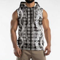Hawaiian Ohia Lehua Lei Sleeveless Zip Hoodie Plaid Palaka Eleele Pattern LT9 - Polynesian Pride