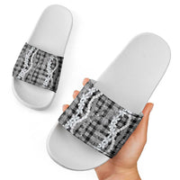 Hawaiian Ohia Lehua Lei Slide Sandals Plaid Palaka Eleele Pattern LT9 - Polynesian Pride