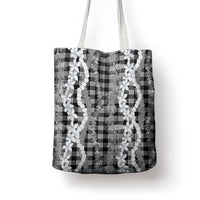 Hawaiian Ohia Lehua Lei Tote Bag Plaid Palaka Eleele Pattern - Polynesian Pride