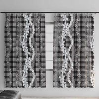 Hawaiian Ohia Lehua Lei Window Curtain Plaid Palaka Eleele Pattern - Polynesian Pride