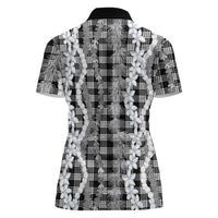 Hawaiian Ohia Lehua Lei Women Polo Shirt Plaid Palaka Eleele Pattern LT9 - Polynesian Pride