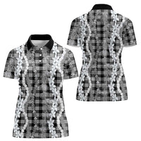 Hawaiian Ohia Lehua Lei Women Polo Shirt Plaid Palaka Eleele Pattern LT9 - Polynesian Pride