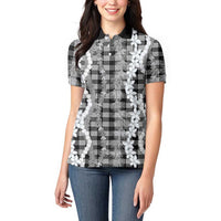 Hawaiian Ohia Lehua Lei Women Polo Shirt Plaid Palaka Eleele Pattern LT9 - Polynesian Pride