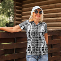 Hawaiian Ohia Lehua Lei Women Polo Shirt Plaid Palaka Eleele Pattern LT9 - Polynesian Pride