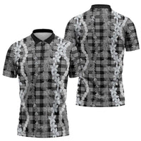 Hawaiian Ohia Lehua Lei Zipper Polo Shirt Plaid Palaka Eleele Pattern LT9 - Polynesian Pride