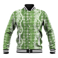 Hawaiian Ohia Lehua Lei Baseball Jacket Plaid Palaka Omaomao Pattern LT9 Unisex Green - Polynesian Pride