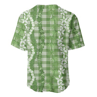 Hawaiian Ohia Lehua Lei Baseball Jersey Plaid Palaka Omaomao Pattern LT9 - Polynesian Pride