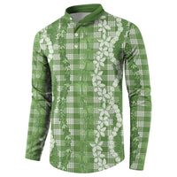 Hawaiian Ohia Lehua Lei Button Sweatshirt Plaid Palaka Omaomao Pattern LT9 - Polynesian Pride