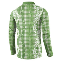 Hawaiian Ohia Lehua Lei Button Sweatshirt Plaid Palaka Omaomao Pattern LT9 - Polynesian Pride