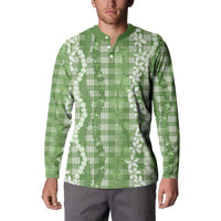 Hawaiian Ohia Lehua Lei Button Sweatshirt Plaid Palaka Omaomao Pattern LT9 - Polynesian Pride
