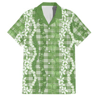 Hawaiian Ohia Lehua Lei Family Matching Mermaid Dress and Hawaiian Shirt Plaid Palaka Omaomao Pattern - Polynesian Pride