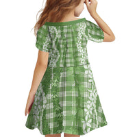 Hawaiian Ohia Lehua Lei Family Matching Off The Shoulder Long Sleeve Dress and Hawaiian Shirt Plaid Palaka Omaomao Pattern - Polynesian Pride