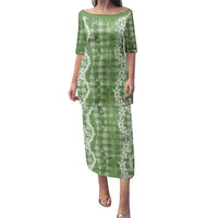 Hawaiian Ohia Lehua Lei Family Matching Puletasi and Hawaiian Shirt Plaid Palaka Omaomao Pattern - Polynesian Pride