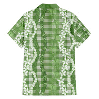 Hawaiian Ohia Lehua Lei Family Matching Short Sleeve Bodycon Dress and Hawaiian Shirt Plaid Palaka Omaomao Pattern - Polynesian Pride