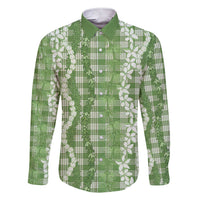 Hawaiian Ohia Lehua Lei Family Matching Short Sleeve Bodycon Dress and Hawaiian Shirt Plaid Palaka Omaomao Pattern - Polynesian Pride
