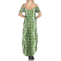 Hawaiian Ohia Lehua Lei Family Matching Summer Maxi Dress and Hawaiian Shirt Plaid Palaka Omaomao Pattern LT9 - Polynesian Pride