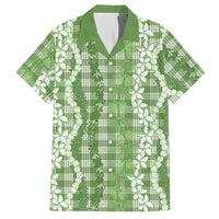 Hawaiian Ohia Lehua Lei Hawaiian Shirt Plaid Palaka Omaomao Pattern LT9 Green - Polynesian Pride