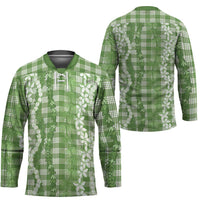 Hawaiian Ohia Lehua Lei Hockey Jersey Plaid Palaka Omaomao Pattern LT9 - Polynesian Pride