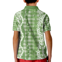 Hawaiian Ohia Lehua Lei Kid Polo Shirt Plaid Palaka Omaomao Pattern - Polynesian Pride