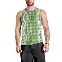 Hawaiian Ohia Lehua Lei Men Tank Top Plaid Palaka Omaomao Pattern LT9 - Polynesian Pride