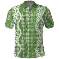 Hawaiian Ohia Lehua Lei Polo Shirt Plaid Palaka Omaomao Pattern LT9 Green - Polynesian Pride