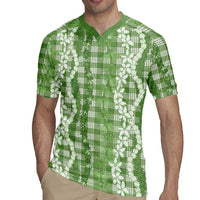 Hawaiian Ohia Lehua Lei Rugby Jersey Plaid Palaka Omaomao Pattern - Polynesian Pride
