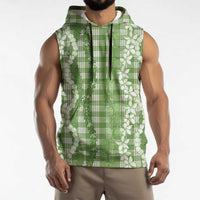 Hawaiian Ohia Lehua Lei Sleeveless Hoodie Plaid Palaka Omaomao Pattern LT9 - Polynesian Pride
