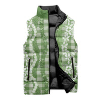 Hawaiian Ohia Lehua Lei Sleeveless Puffer Jacket Plaid Palaka Omaomao Pattern LT9 - Polynesian Pride