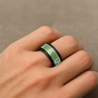 Hawaiian Ohia Lehua Lei Spinner Ring Plaid Palaka Omaomao Pattern - Polynesian Pride