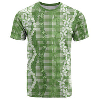 Hawaiian Ohia Lehua Lei T Shirt Plaid Palaka Omaomao Pattern LT9 Green - Polynesian Pride