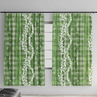 Hawaiian Ohia Lehua Lei Window Curtain Plaid Palaka Omaomao Pattern - Polynesian Pride
