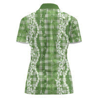 Hawaiian Ohia Lehua Lei Women Polo Shirt Plaid Palaka Omaomao Pattern LT9 - Polynesian Pride