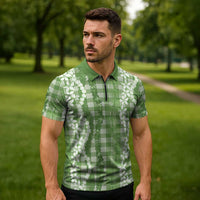 Hawaiian Ohia Lehua Lei Zipper Polo Shirt Plaid Palaka Omaomao Pattern LT9 - Polynesian Pride