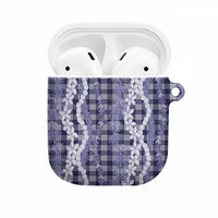 Hawaiian Ohia Lehua Lei AirPods Case Plaid Palaka Uliuli hohonu Pattern LT9 Navy - Polynesian Pride