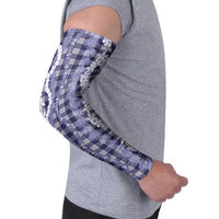 Hawaiian Ohia Lehua Lei Arm Sleeves Plaid Palaka Uliuli hohonu Pattern LT9 - Polynesian Pride