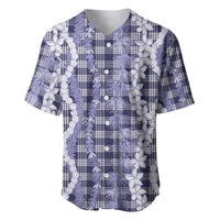 Hawaiian Ohia Lehua Lei Baseball Jersey Plaid Palaka Uliuli hohonu Pattern LT9 Navy - Polynesian Pride