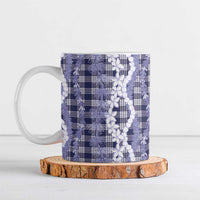 Hawaiian Ohia Lehua Lei Ceramic Mug Plaid Palaka Uliuli hohonu Pattern - Polynesian Pride